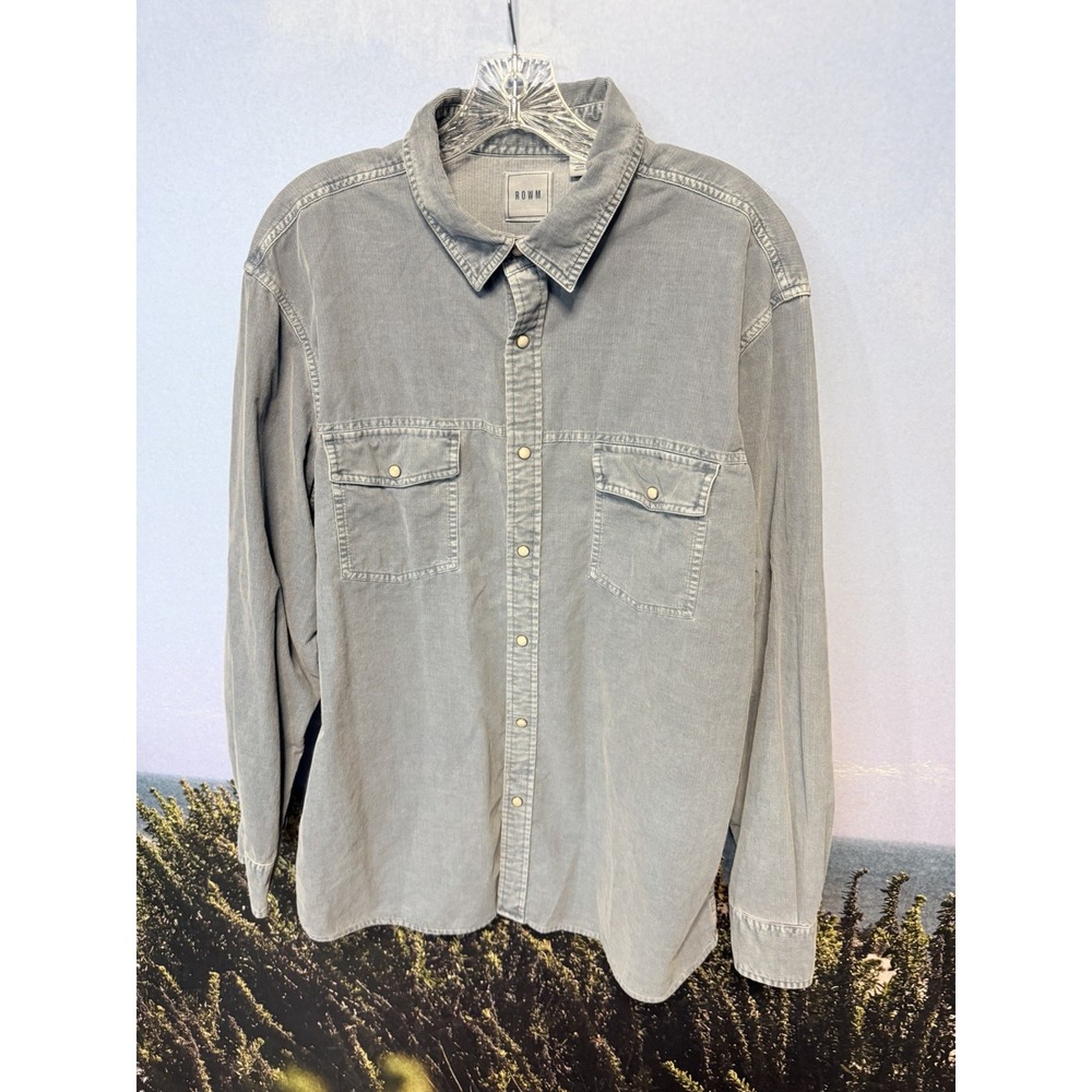 Rowm Corduroy Western Shirt Mens XL Brown Pearl Snap Long Sleeve Casual Dillards